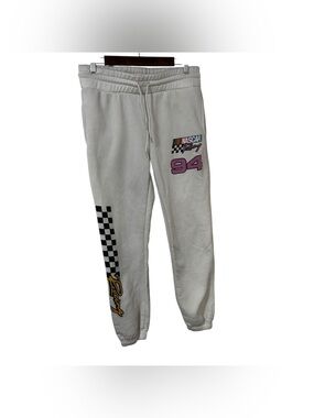 NASCAR racing 94 white and black checkered Jogger drawstring Sweatpants L